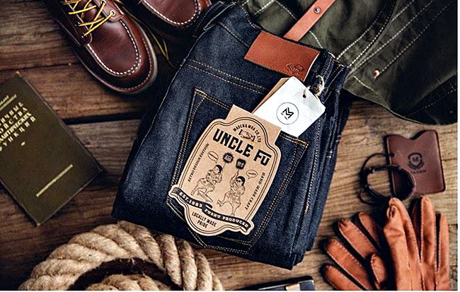 001062 กางเกงยีนส์ Maden Japanese retro Selvage Denim 13.8Oz สไตล์วินเทจยีนส์ Fit Straight ผ้าริมแดง Size 28-34