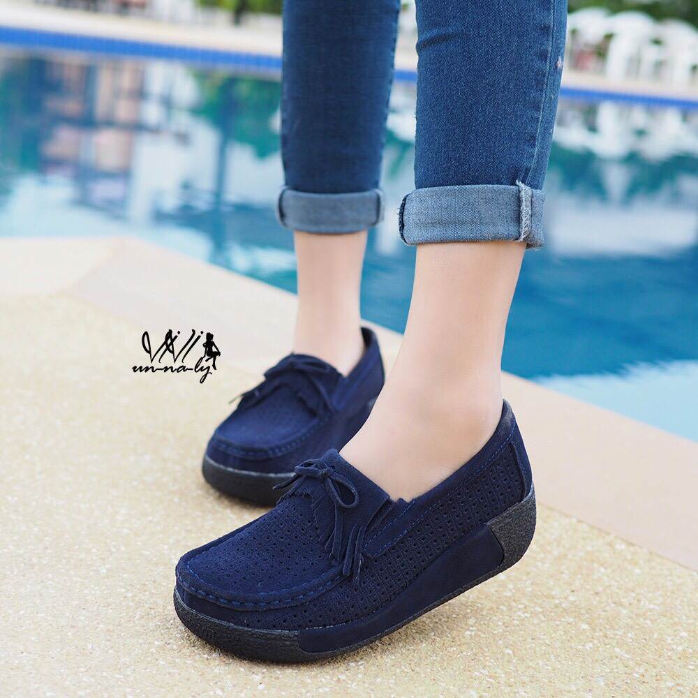 รองเท้า Moccasin ฉลุลาย (สีบานเย็น)