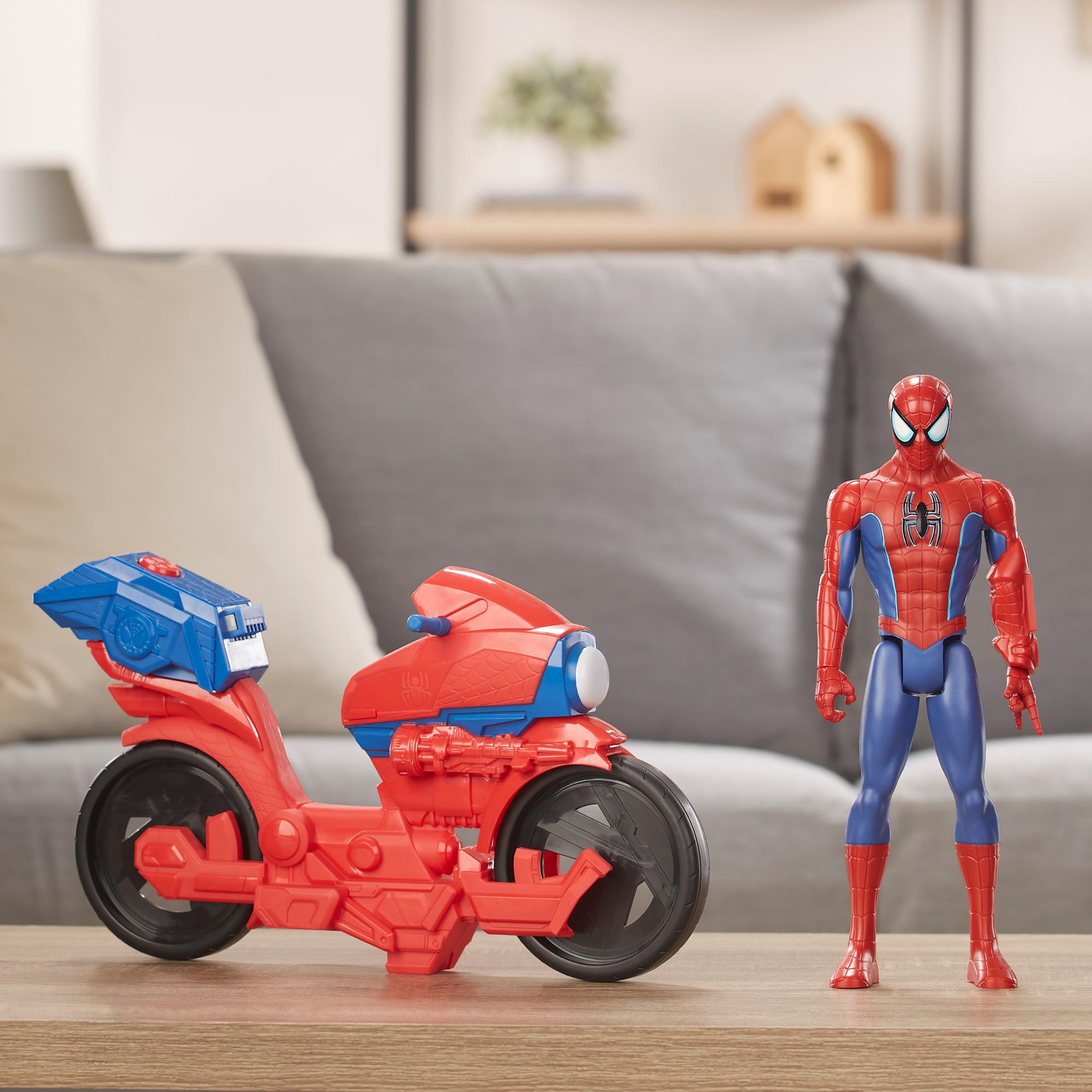 Hasbro Marvel Titan Hero Series Spider-Man Figure with Power FX Cycle Plays Sounds and Phrases ฮาสโบร มาร์เวล หุ่นโมเดลฟิกเกอร์ สไปเดอร์แมน ขนาด 12 นิ้ว มีเสียง พร้อมมอเตอร์ไซด์ ลิขสิทธิ์แท้