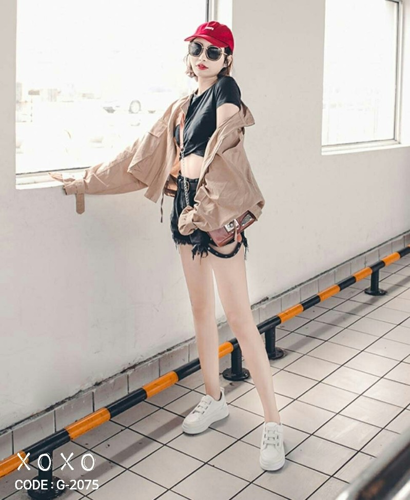 ีรองเท้าผ้าใบpuแต่งเมจิกเทปทูโทน (สีขาว)