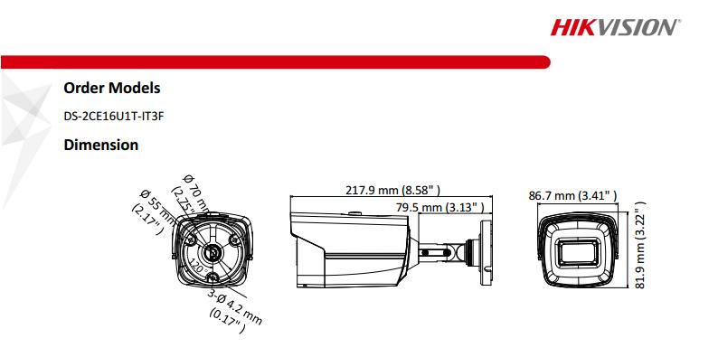 ขายถูก HIKVISION Turbo HD รุ่น DS-2CE16U1T-IT3F ความละเอียด 8 ล้านพิกเซล