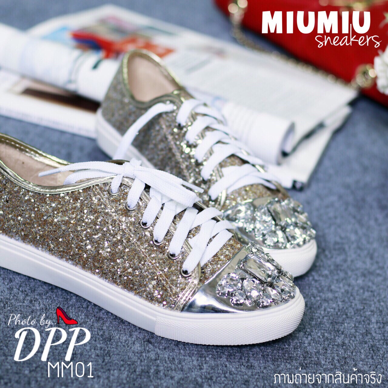 รองเท้าผ้าใบ Miumiu Glitter 2016