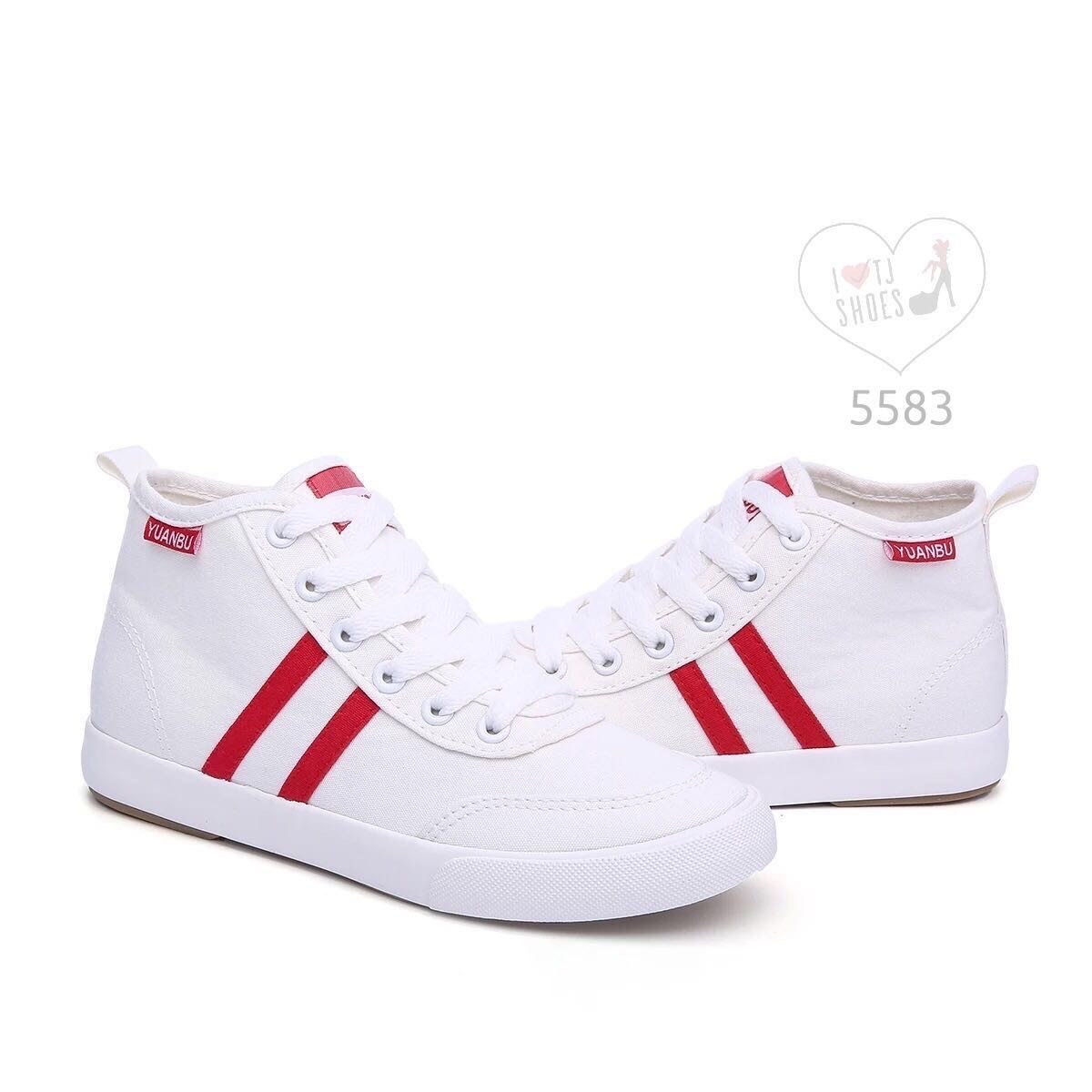 พร้อมส่ง : รองเท้าผ้าใบหุ้มข้อลาย Sport (สีน้ำเงิน)
