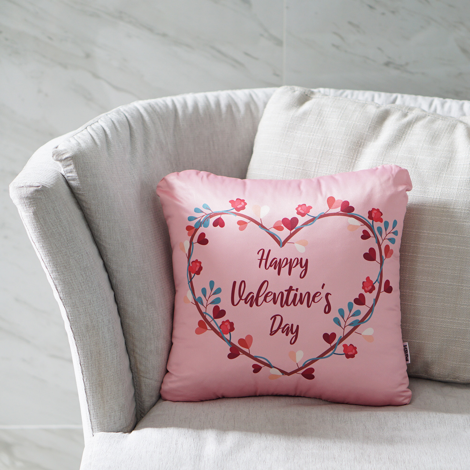 หมอนอิงสั่งทำใส่ชื่อ ลาย Valentine's - Pink