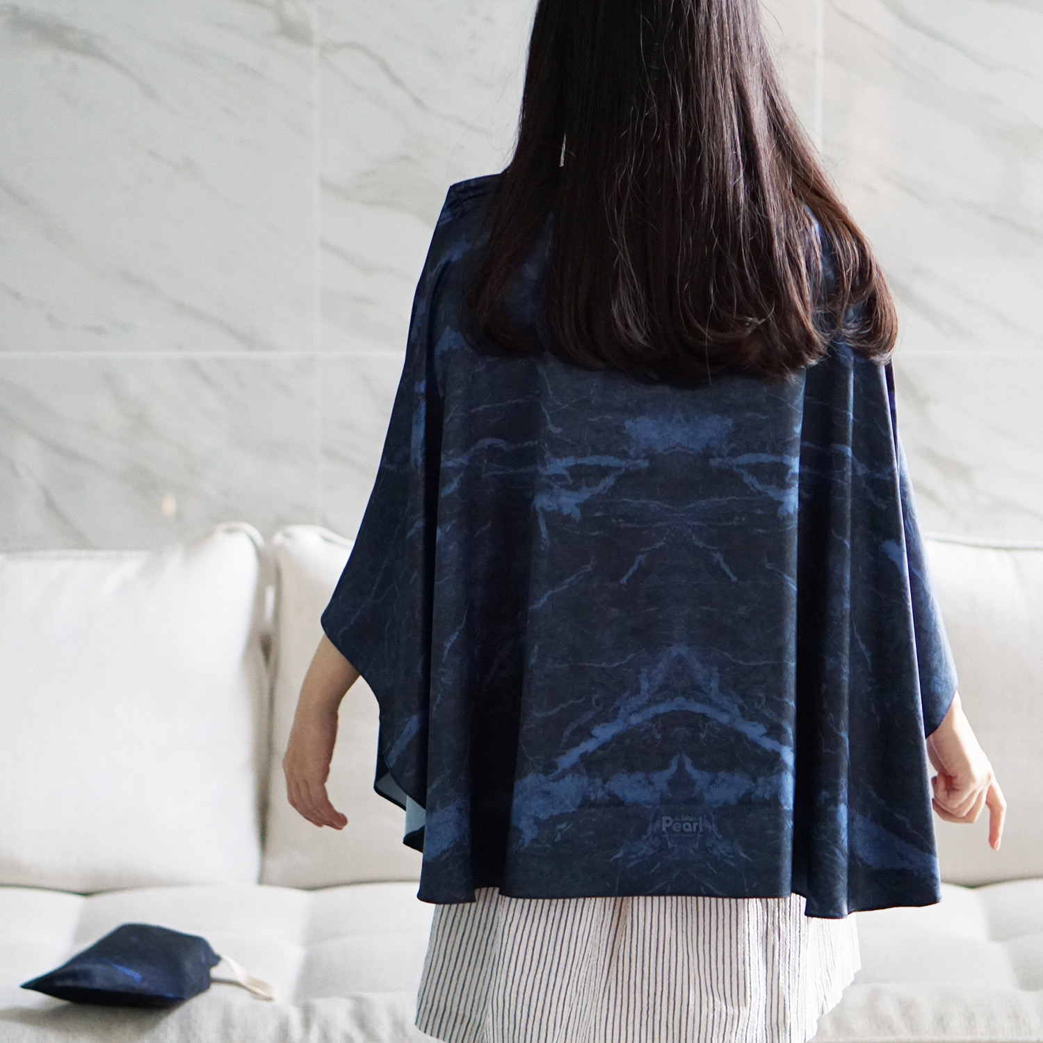 ผ้าคลุมให้นม ลายหินอ่อนสี Navy