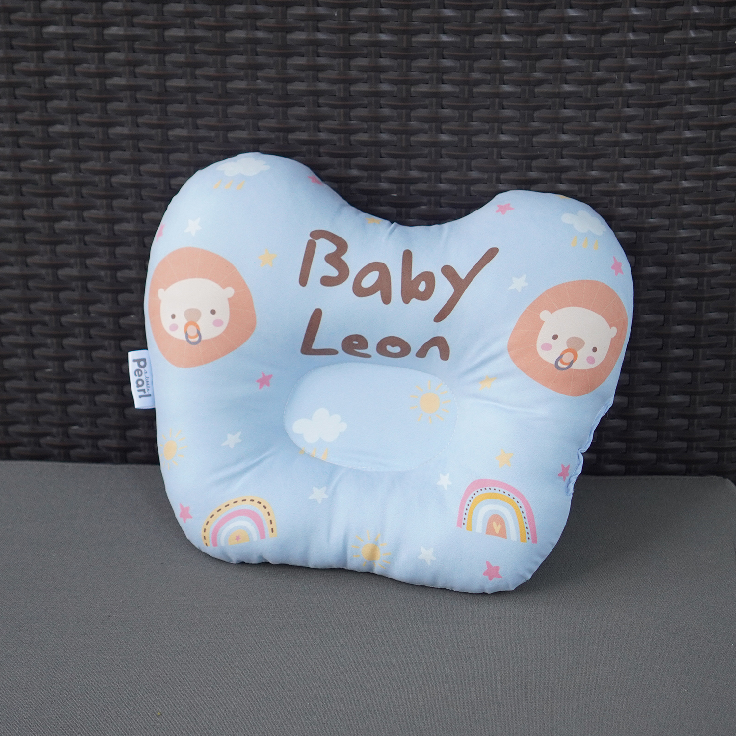 หมอนเด็ก หมอนหลุม Baby Pillow สั่งทำใส่ชื่อ ลาย Lion - Blue