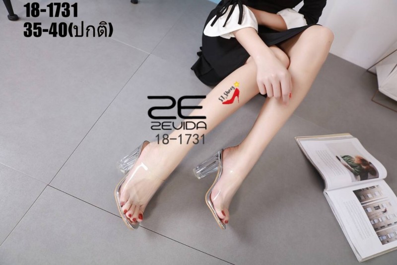 รองเท้าส้แก้วอะคริลิคเปิดส้น (สีขาว)