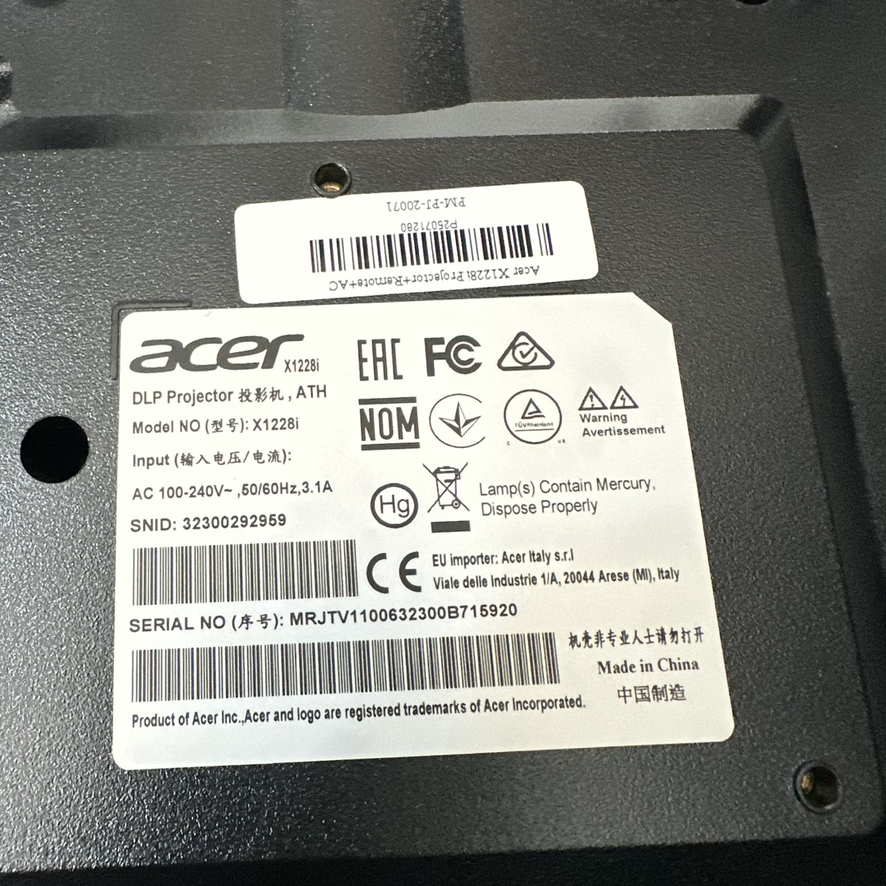 โปรเจคเตอร์ Acer X1228i Projector+Remote