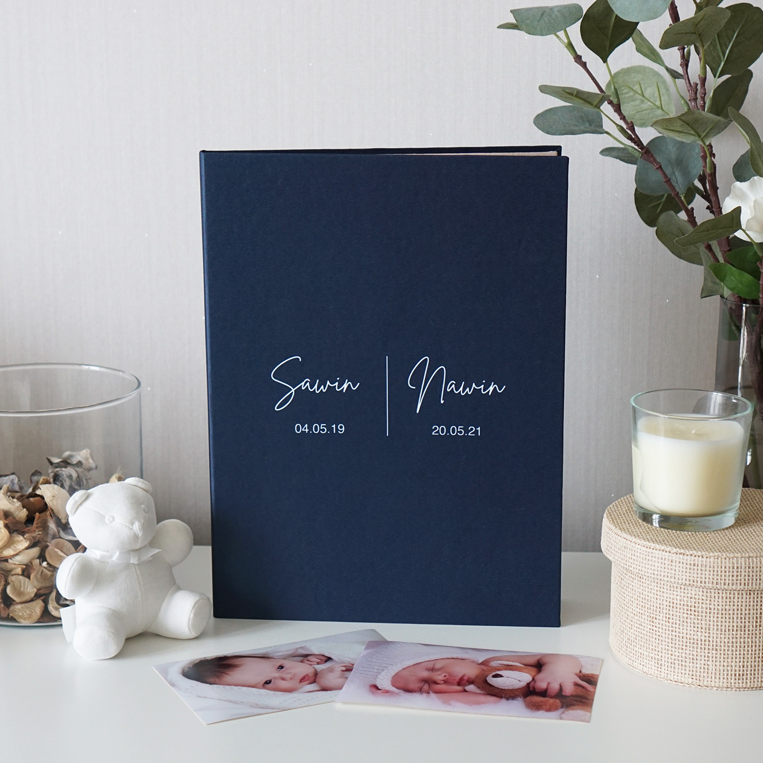 แฟ้มทะเบียนสมรส/สูติบัตร สั่งทำใส่ข้อความ ลาย Minimal - Navy