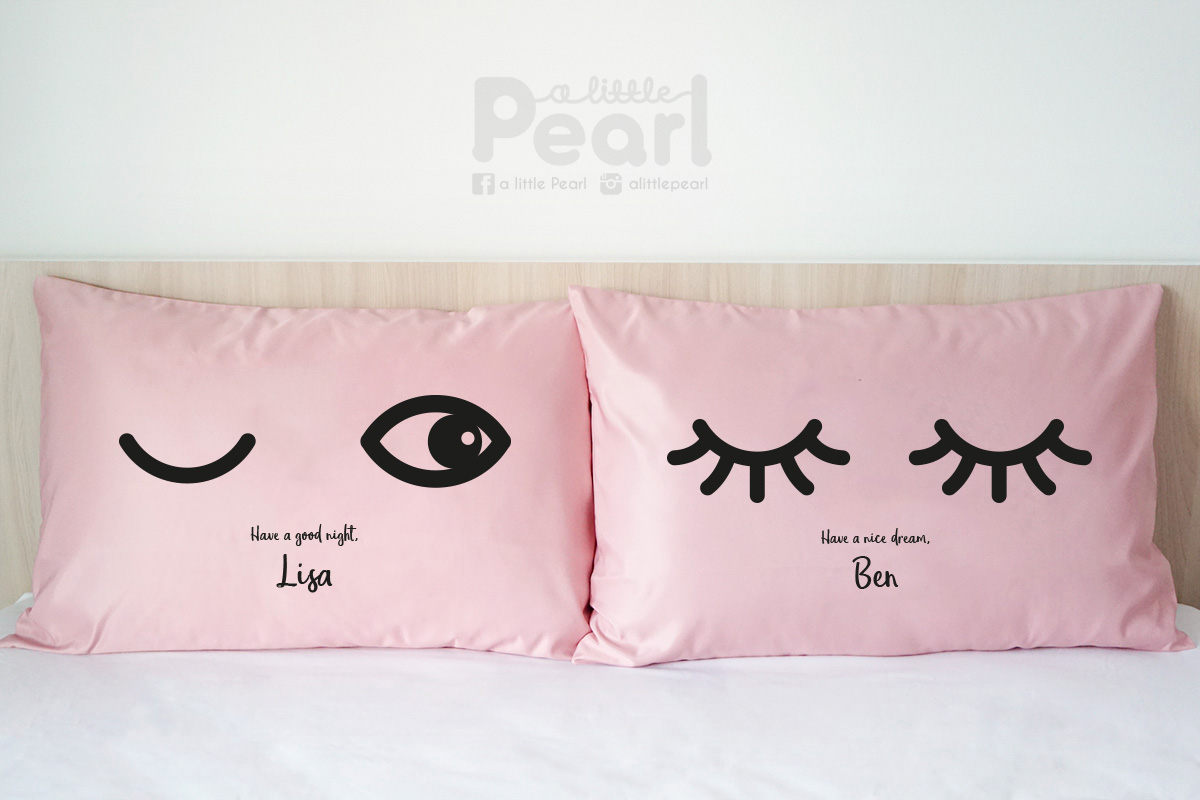 ปลอกหมอนหนุนคู่ สีชมพู - Eyes