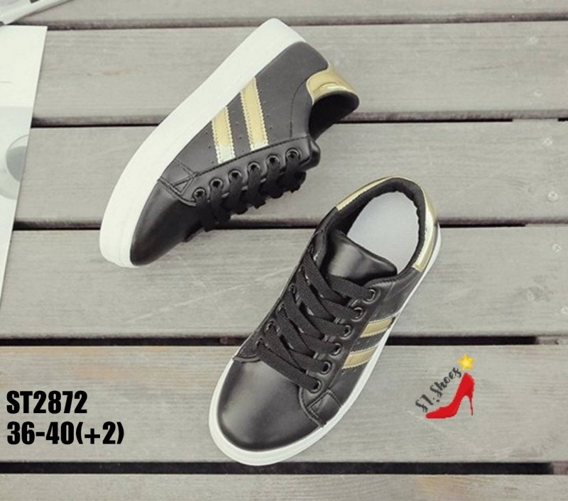 รองเท้าผ้าใบสไตล์ Sportแต่งแถบ (สีขาว)