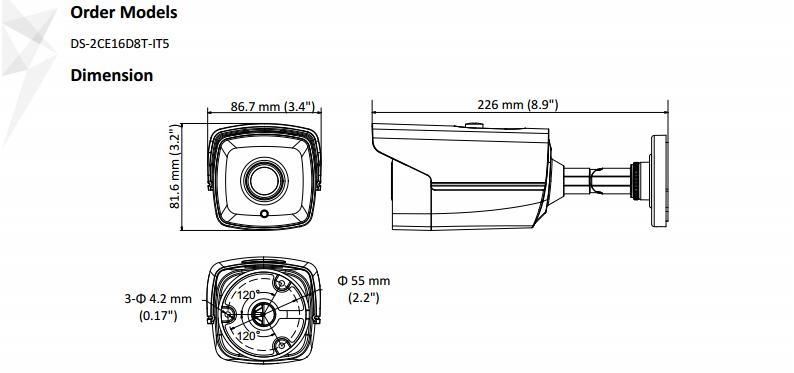 ขายถูก HIKVISION Turbo HD รุ่น DS-2CE16D8T-IT5 ความละเอียด 2 ล้านพิกเซล