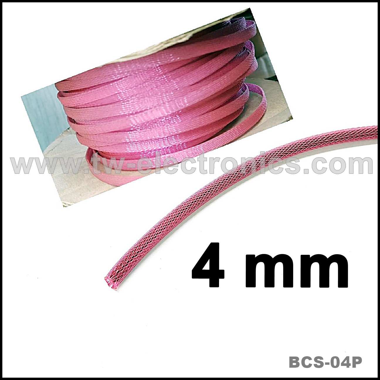 สายถัก 4 mm (สีชมพู) / BCS-04P