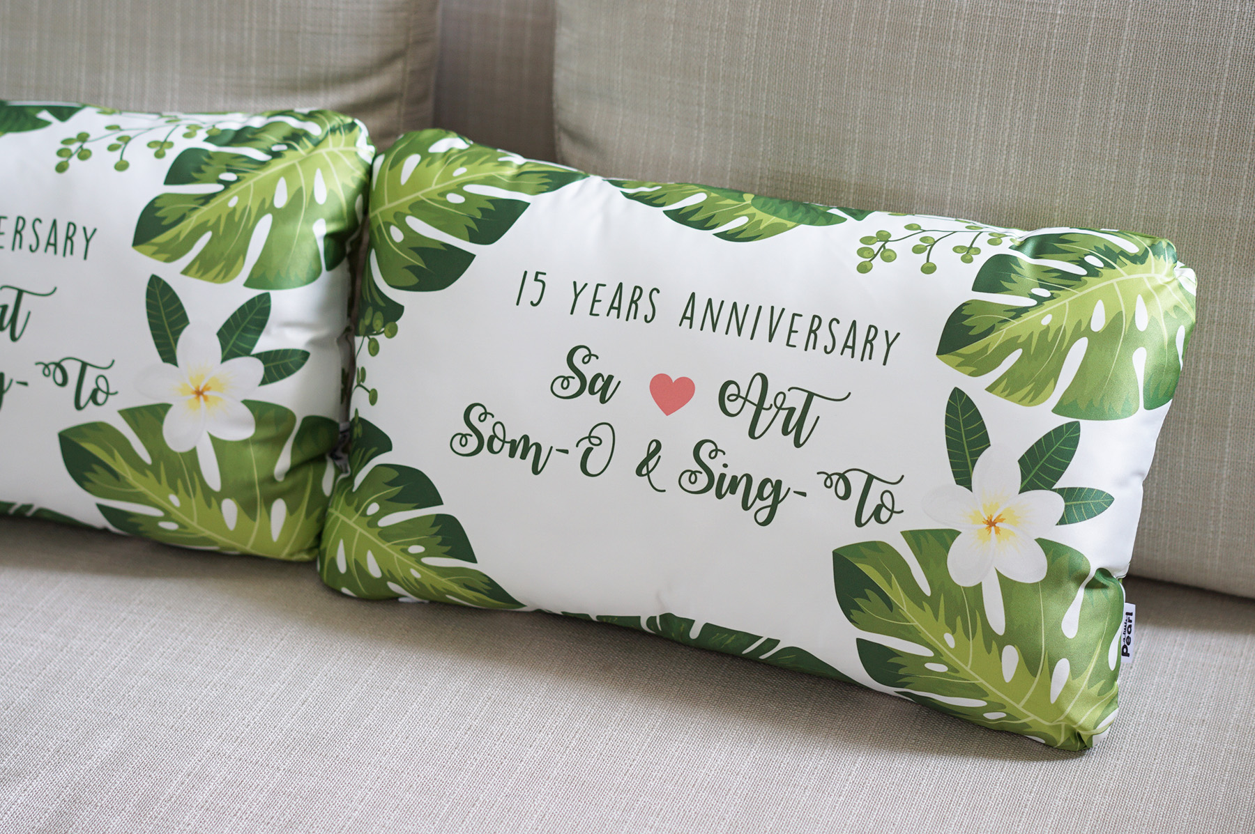 หมอนอิงทรงสี่เหลี่ยมยาว ลาย Palm Leaf