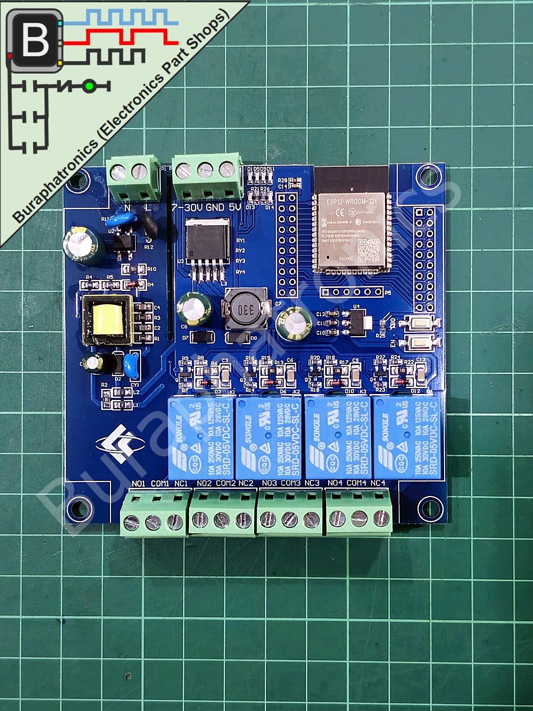 ESP32 WIFI Relay 4 Channel 5-60VDC / 220VAC (บอร์ด ESP32 + Relay 4 ช่อง)