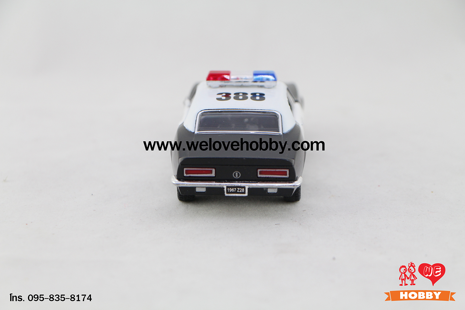 โมเดลรถตำรวจ 1967 Chevrolet Chevy Camaro Z-28 สีดำ-ขาว Scale 1:37