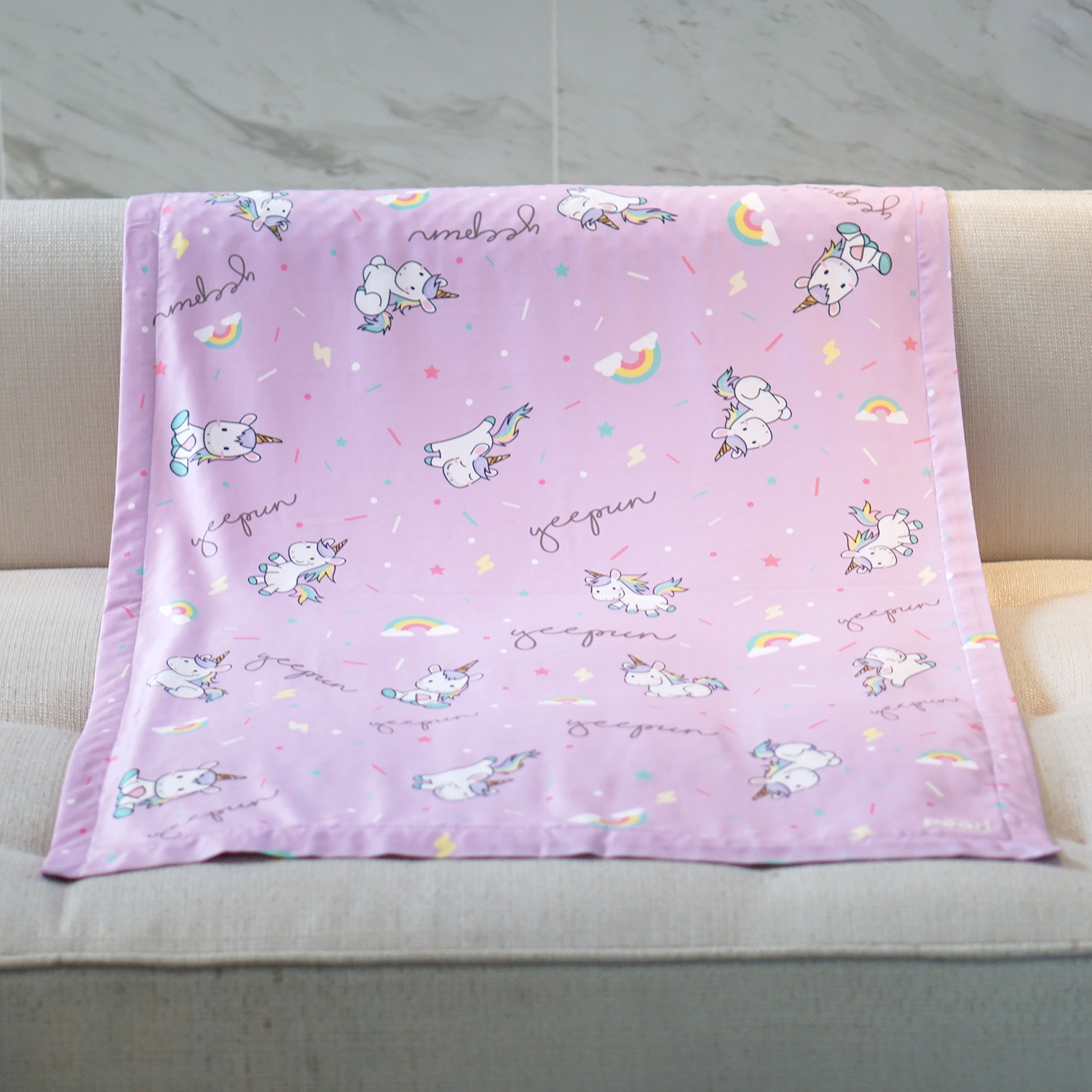 ผ้าห่ม ใส่ชื่อ ลายยูนิคอร์น - Unicorn - Lavender