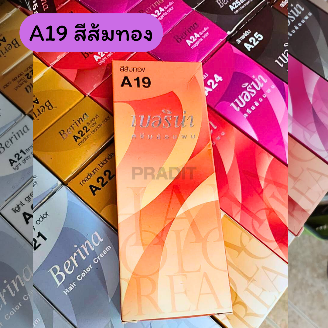Berina Hair Color เบอร์ A19 สีส้มทอง 121 กรัม