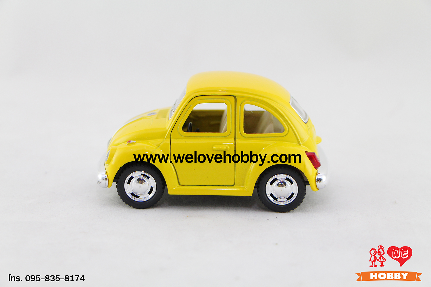 โมเดลรถคลาสสิค 1967 Volkswagen Classical Beetle ไซส์เล็ก สีเหลือง