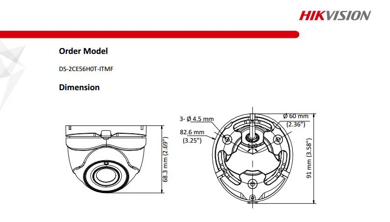 ขายถูก HIKVISION Turbo HD รุ่น DS-2CE56H0T-ITMF ความละเอียด 5 ล้านพิกเซล