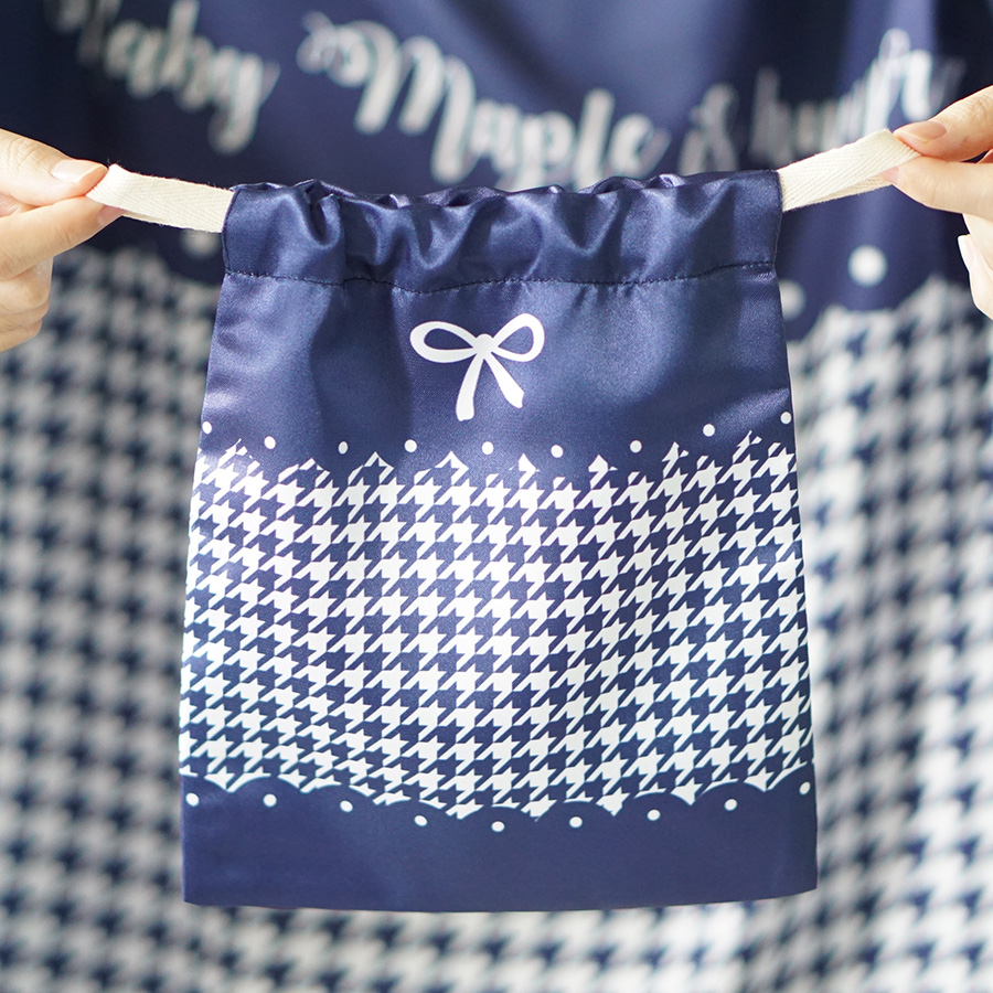ถุงผ้าซาติน ลาย Houndstooth สี Navy