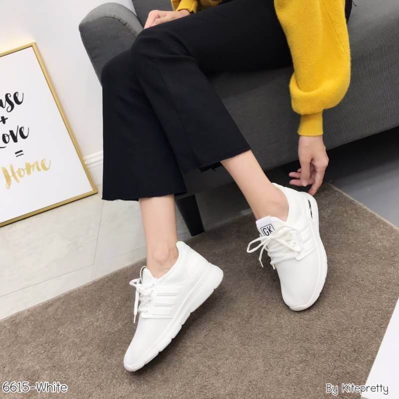 รองเท้าผ้าใบสไตล์ Sport แต่งแถบ (สีเทา)