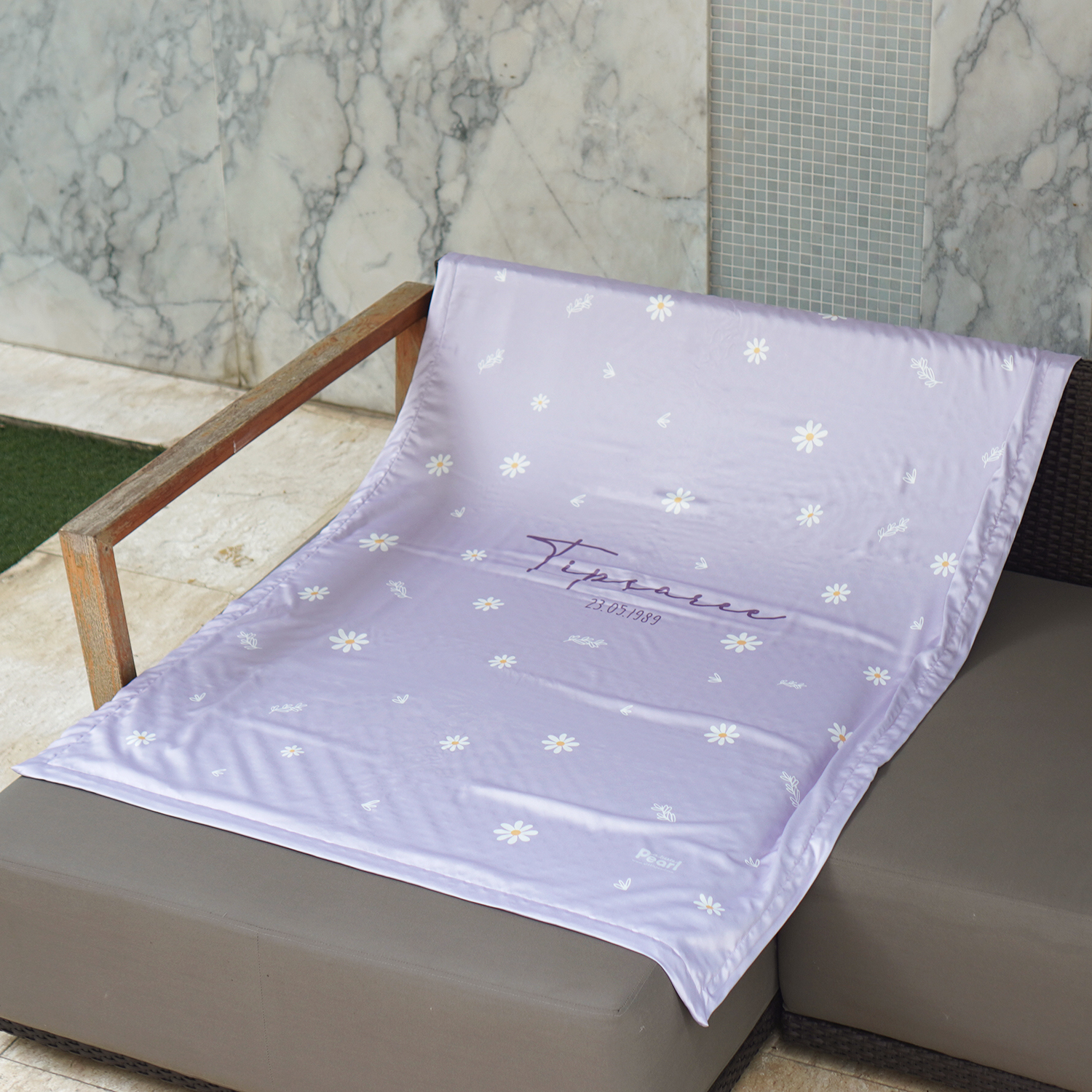 ผ้าห่ม ใส่ชื่อ ลาย Daisy - Lavender