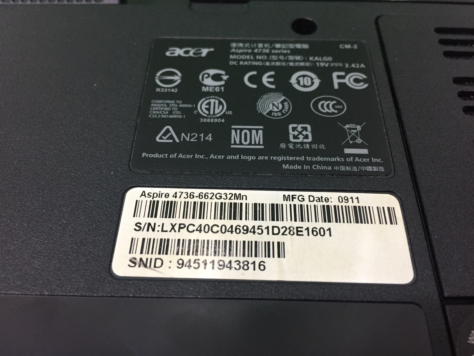 ACER Aspire 4736