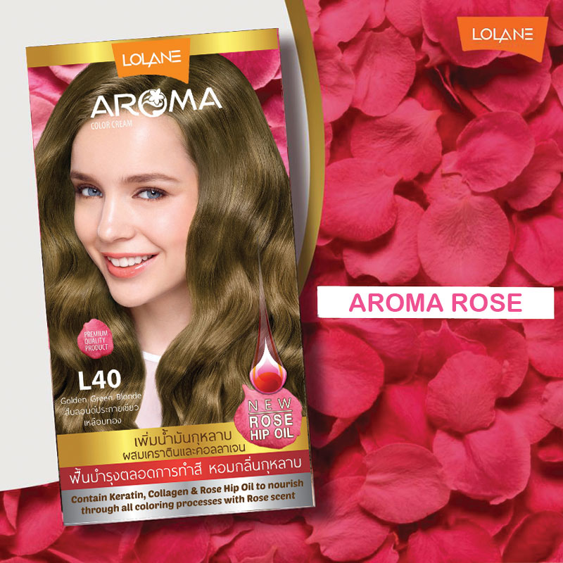 ครีมเปลี่ยนสีผม โลแลน อโรมา คัลเลอร์ ครีม Lolane Aroma L40 สีบลอนด์ประกายเขียวเหลือบทอง 145 กรัม