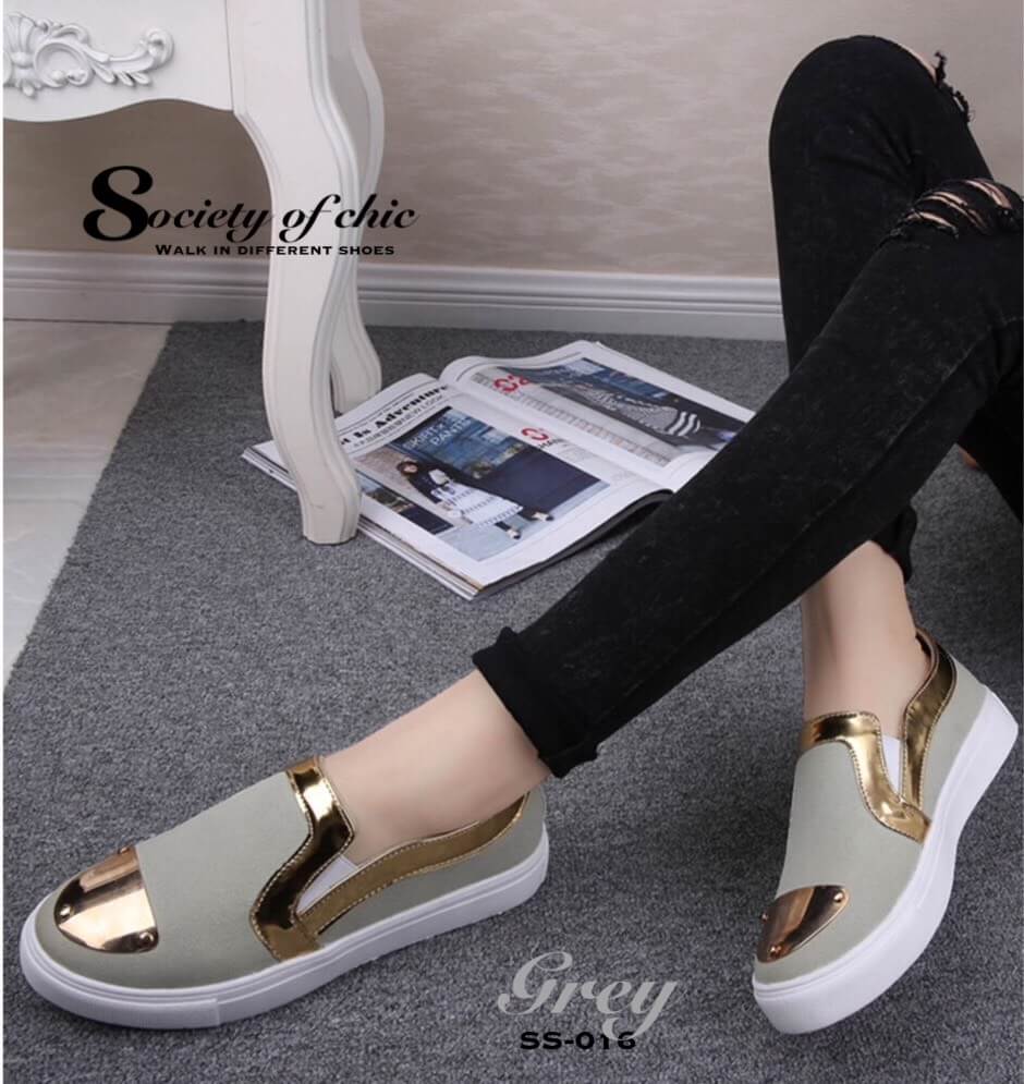 รองเท้า Two Tone Metalic Loafer (สีเทา)