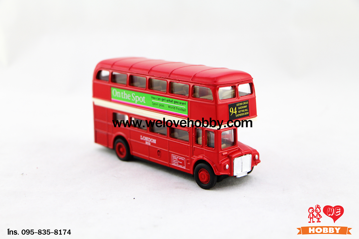 โมเดลรถบัส London Bus สีแดง British อังกฤษ (Pull Back & Go Action)