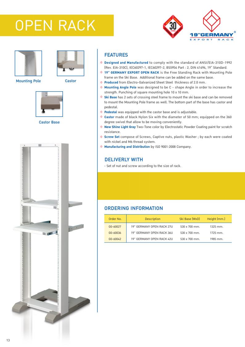 ขายถูก 19” GERMAN OPEN RACK 27U [G0-60027] *ส่งฟรีเขต กทม.และปริมณฑล*