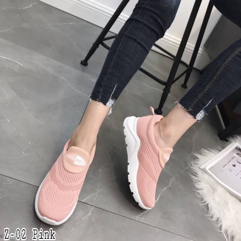 รองเท้าผ้าใบทรงสวมสไตล์Spot (สีชมพู)