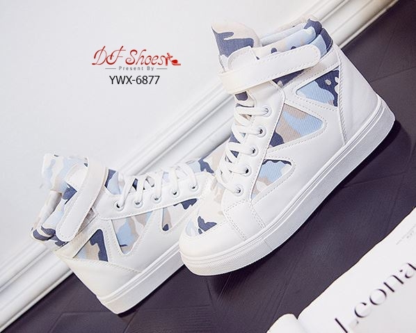 รองเท้าผ้าใบหุ้มข้อพาสเทล Military (สีน้ำเงิน)