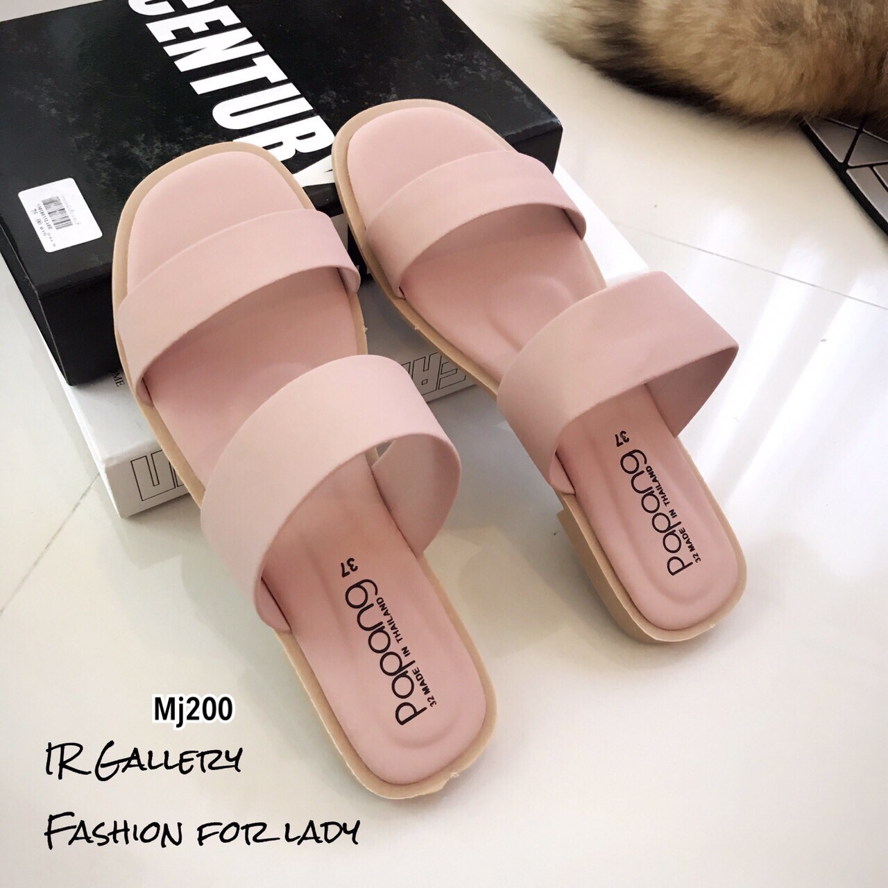 รองเท้าแตะสวมคาดหน้า2ชั้น (สีชมพู)