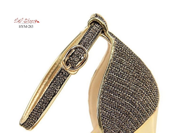 รองเท้าคัทชูส้นสูงเมทัลลิครัดข้อ (สีเทา)