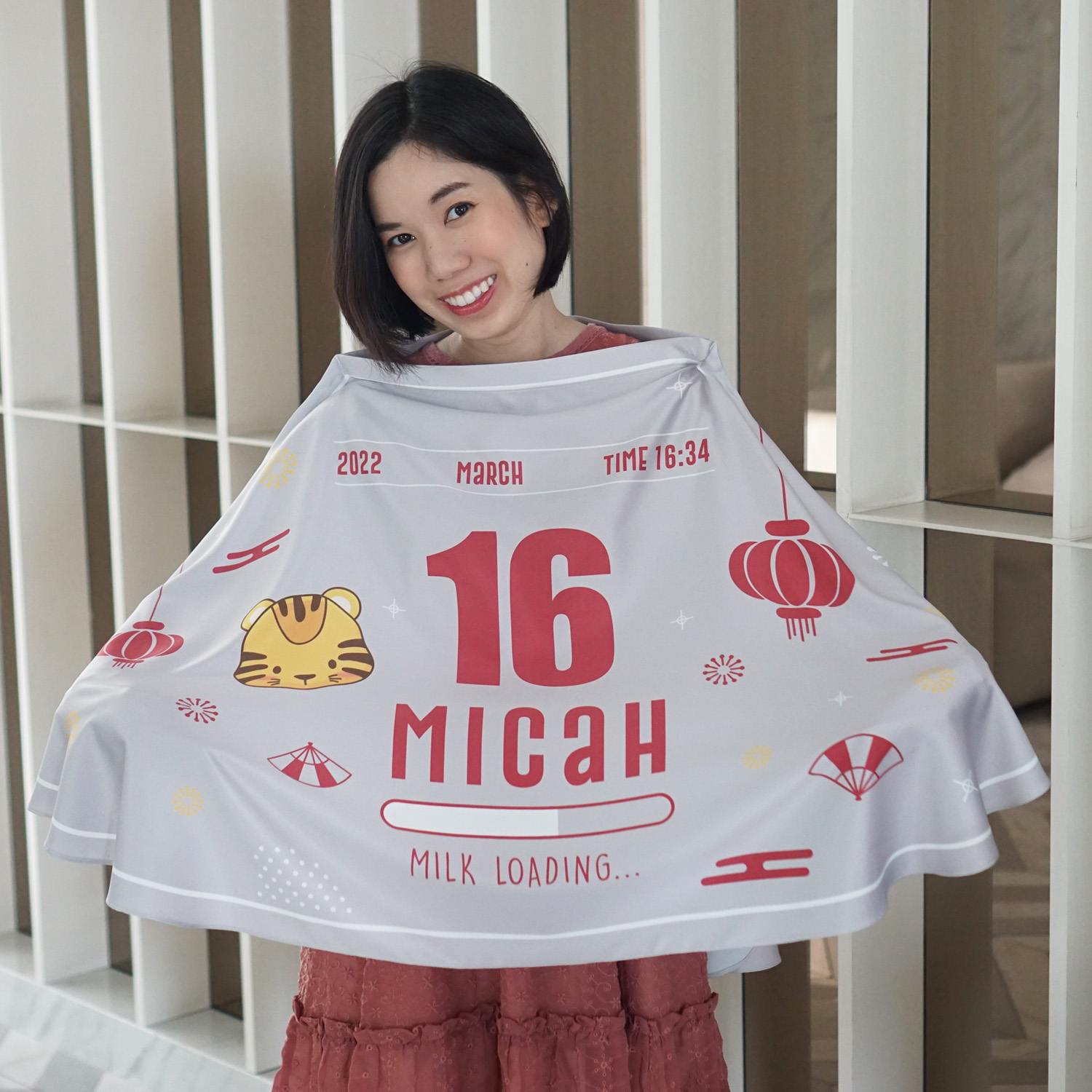 ชุดของขวัญเด็กแรกเกิด ผ้าคลุมให้นม + ผ้าห่มขนาด 75x100cm ลาย Chinese Calendar