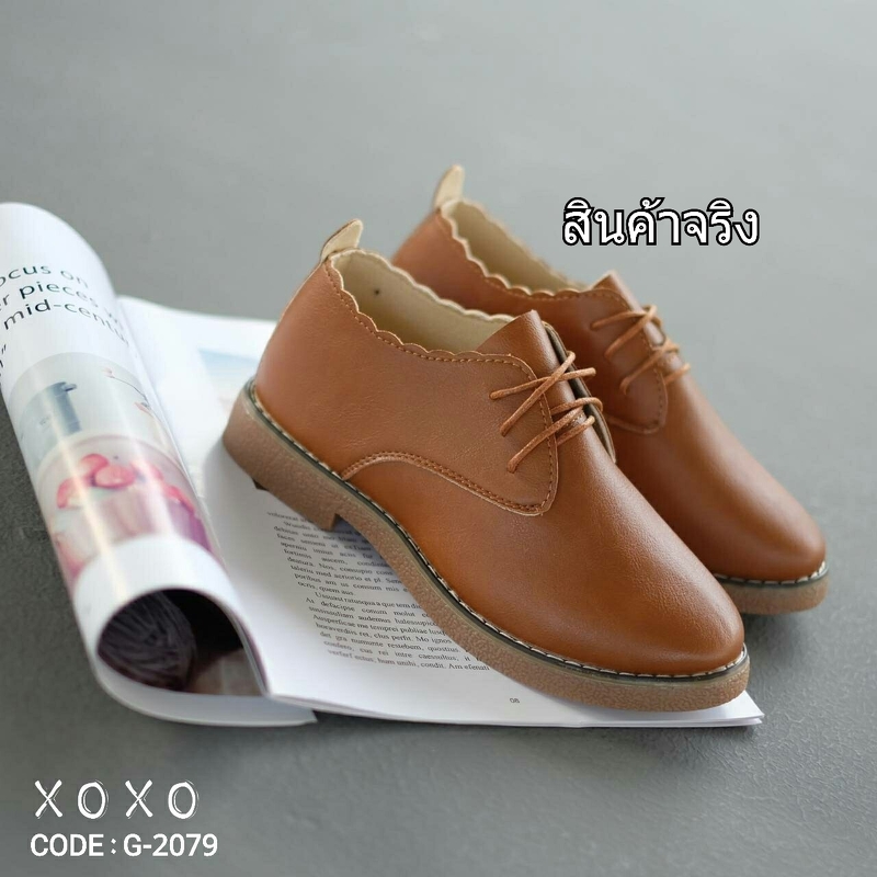 รองเท้าใบpuสไตล์เทย์ (สีดำ)