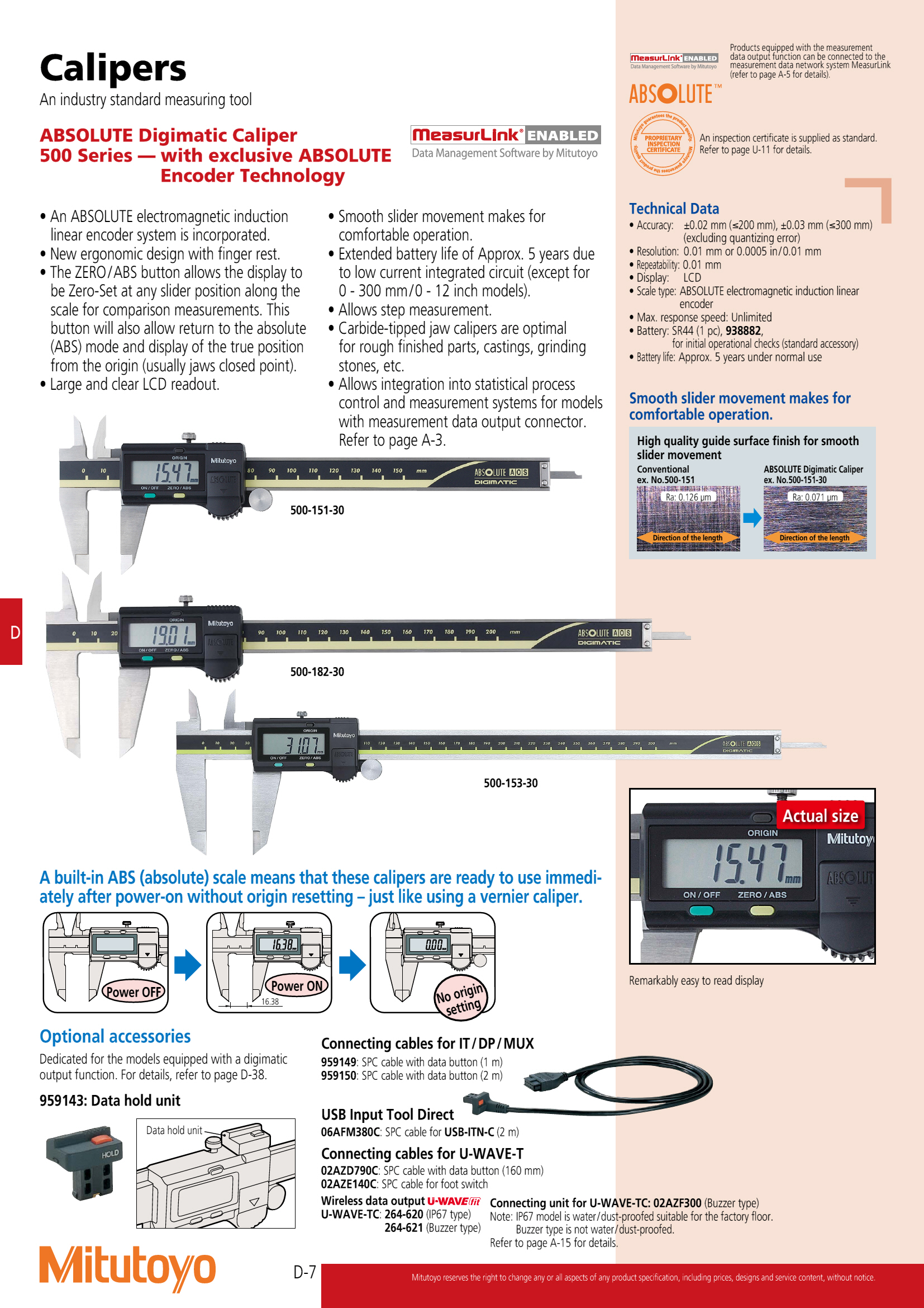Digimatic Vernier Caliper | เวอร์เนียร์คาลิเปอร์แบบดิจิตอล MITUTOYO [JAPAN] Model : 500-196-30 [Metric/Inch] | Range = 0-150mm / 0-6" | Graduation = 1/1000" (0.02mm) | Exclusive ABSOLUTE Encoder Technology