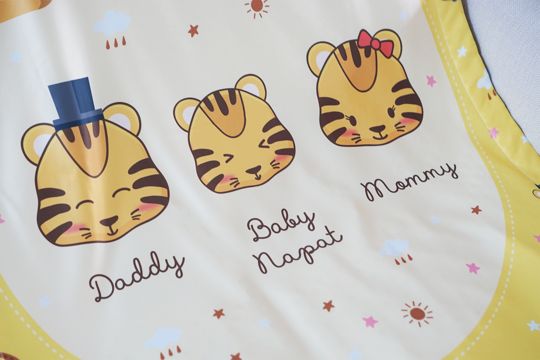 ผ้าห่มเด็ก สั่งทำใส่ชื่อ ลายเสือ ปีขาล สี Yellow