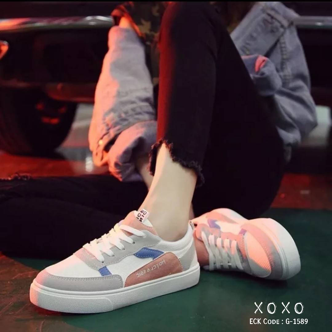 รองเท้าผ้าใบsport girlแต่งสีพาสเทล (เขียว)