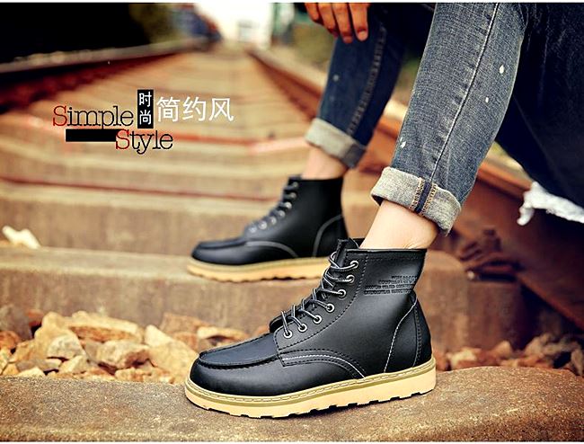01068 รองเท้าบูท Miyano Martin Boots Leather Shoes high สไตล์วินเทจ [ชาย/หญิง] Size 39-44