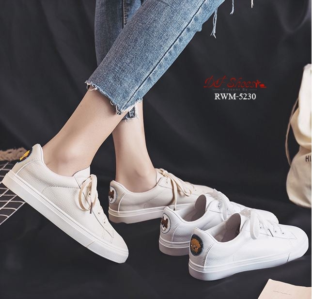 รองเท้าผ้าใบCasual Cat Dog (สีครีม)