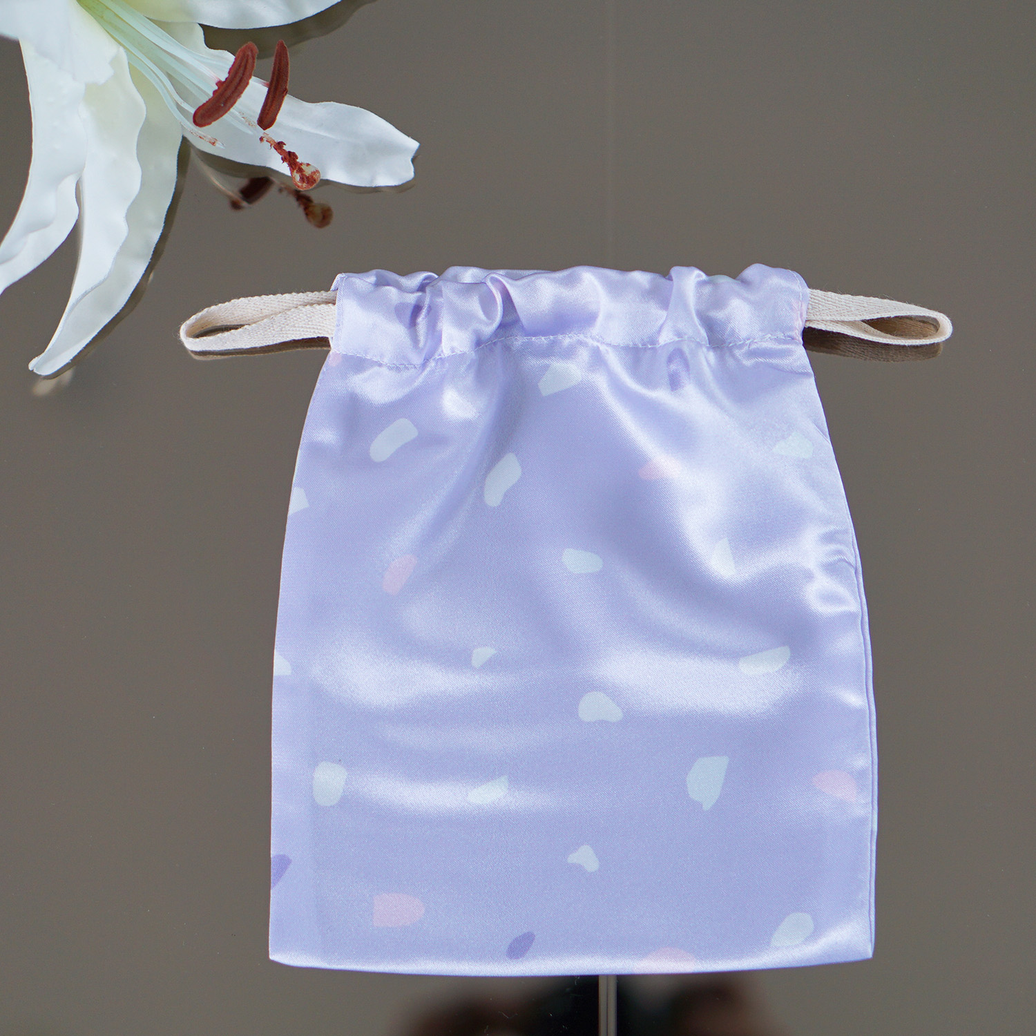 ถุงผ้าซาติน ลาย Terrazzo - Lavender
