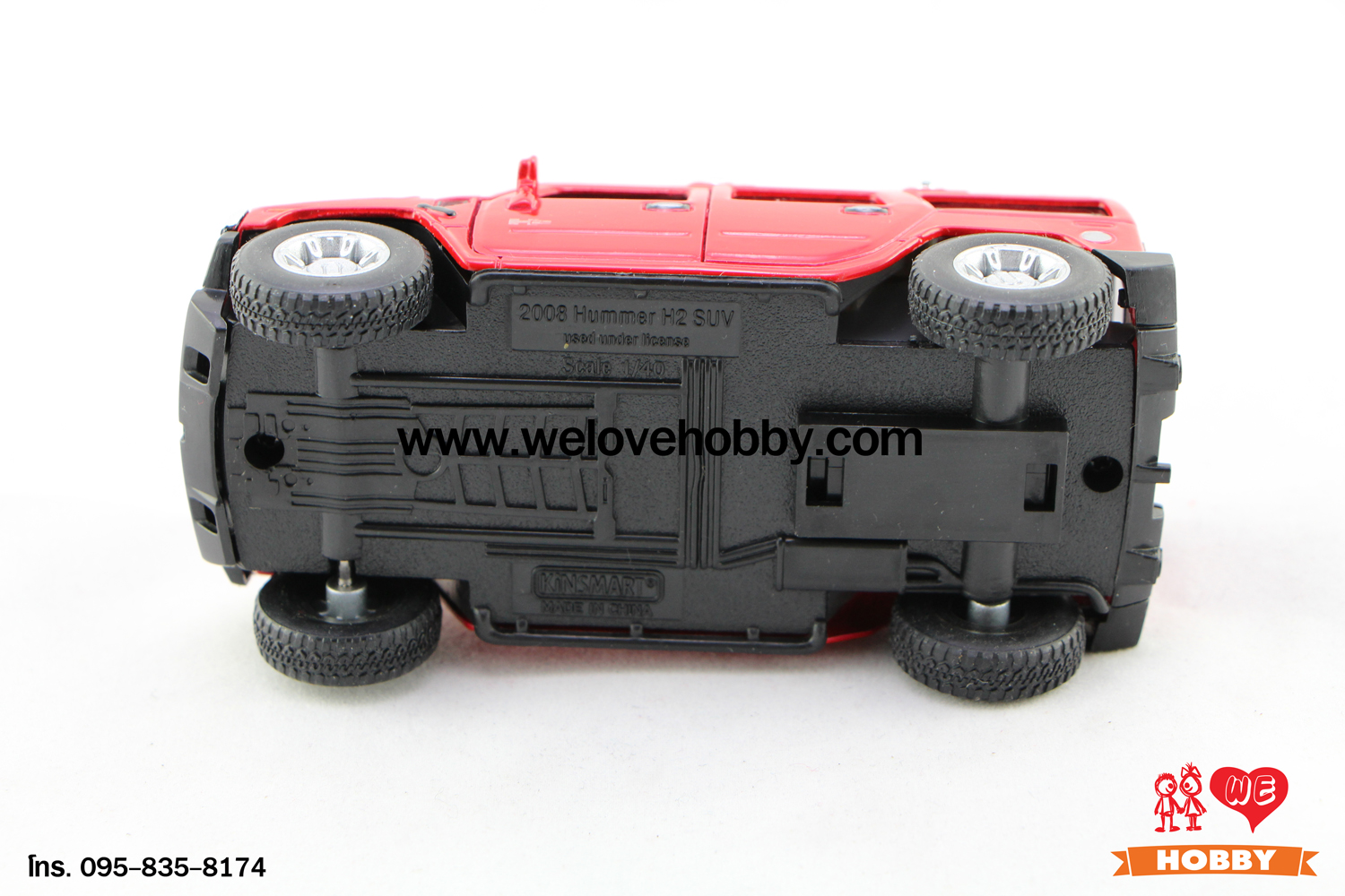 โมเดลรถ 2008 Hummer H2 SUV สีแดง Scale 1:40
