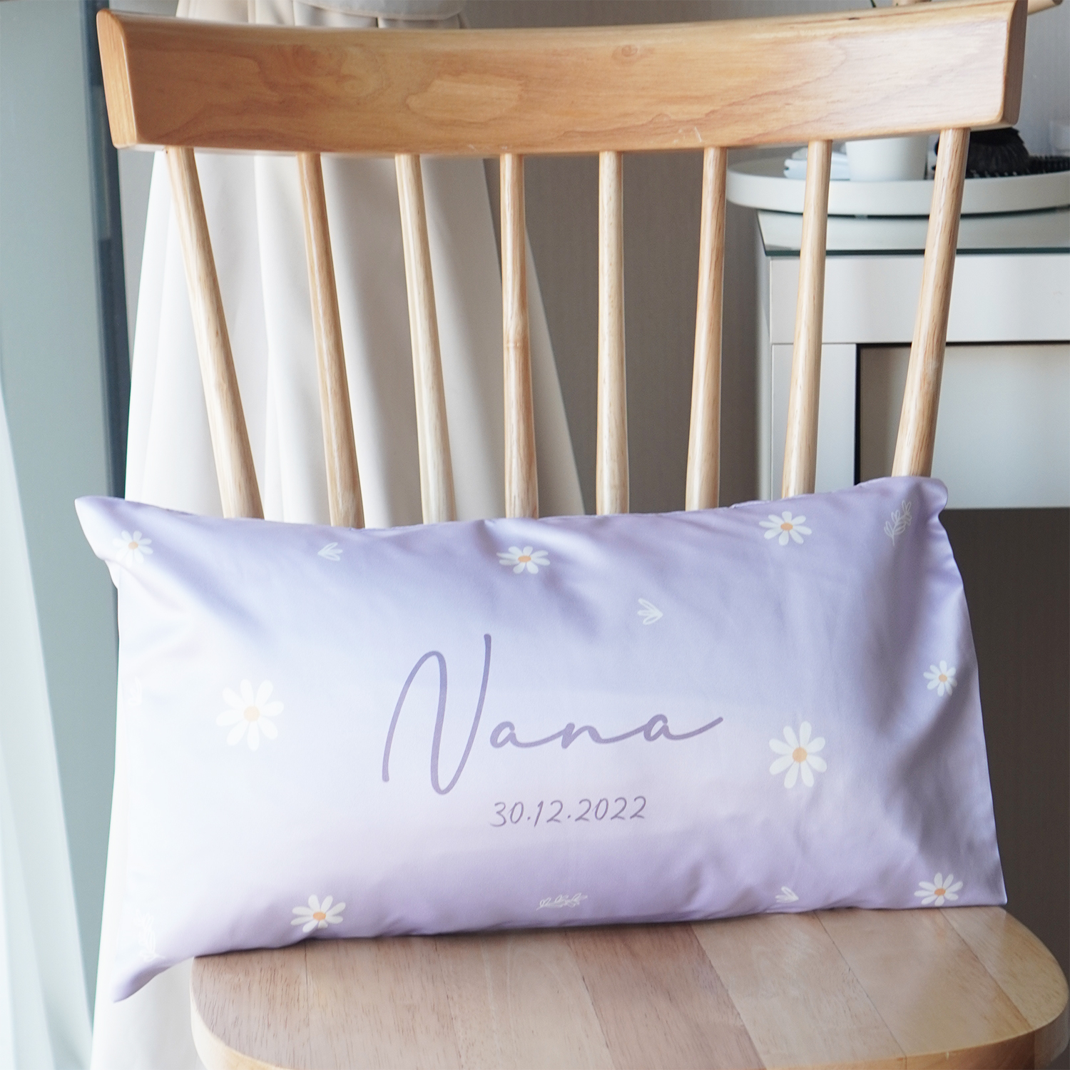 หมอนเด็ก สั่งทำใส่ชื่อ ลาย Daisy - Purple