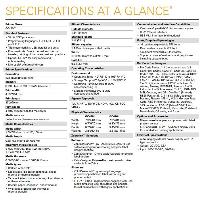 เครื่องพิมพ์บาร์โค้ด ZEBRA GC420T
