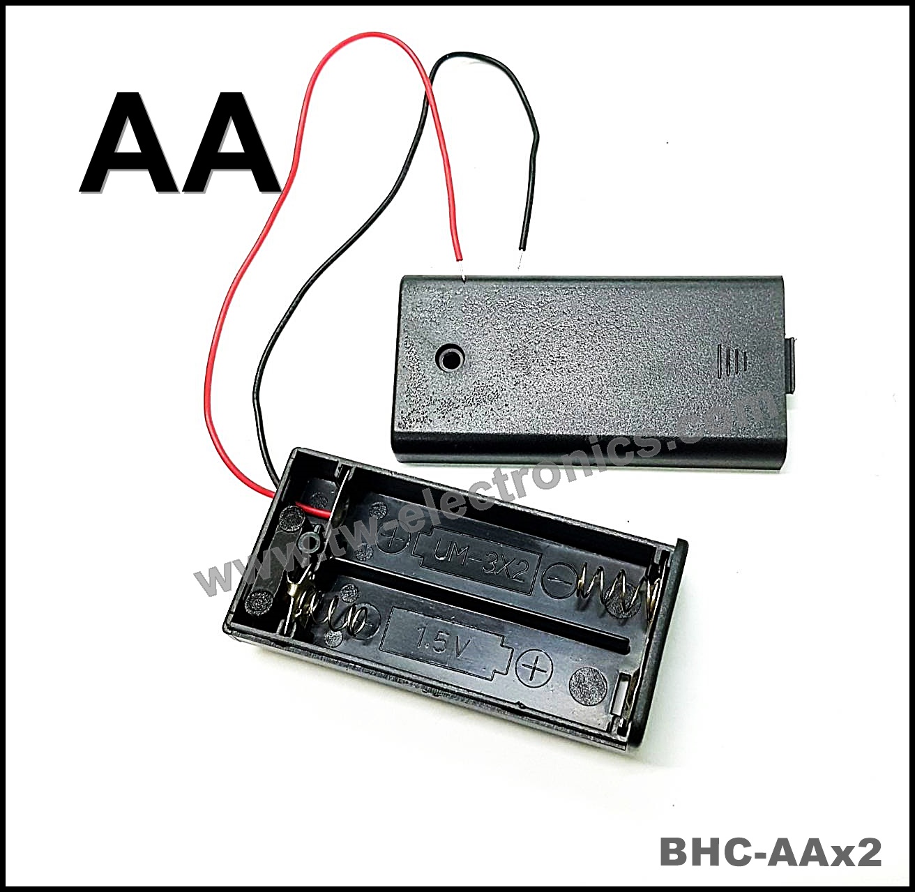 รางถ่าน AA 2 ก้อน มีฝาปิด / BHC-AAx2