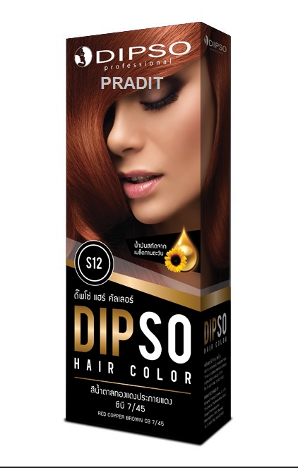 DIPSO HAIR COLOR ดิ๊พโซ่ แฮร์คัลเลอร์ S12 สีน้ำตาลทองแดงประกายแดง 220 กรัม