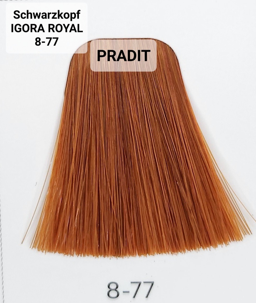 Schwarzkopf Igora Royal ครีมย้อมผม อีโกร่า รอยัล เบอร์8-77 สีบลอนด์อ่อนทองแดงพิเศษ (60ml) 80 กรัม